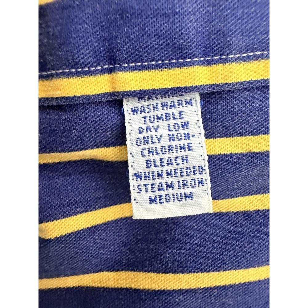 Ralph Lauren Men Shirt L Oxford Shirt Blue Yellow Striped Button Red Pony - Picture 8 of 8